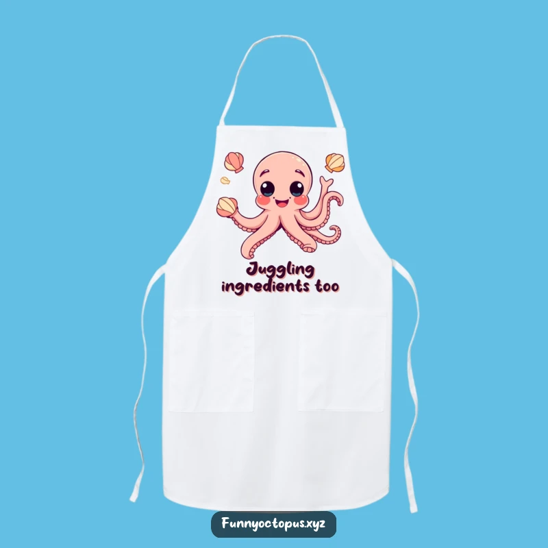 Funny Googly Eye Octopus Apron - Juggling Seashells Kitchen Fun