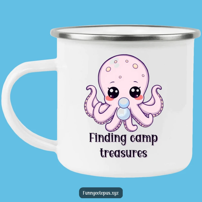 Funny Octopus Camping Mug: Pearl Hunter Adventures, Big Eyes, Perfect Gift!