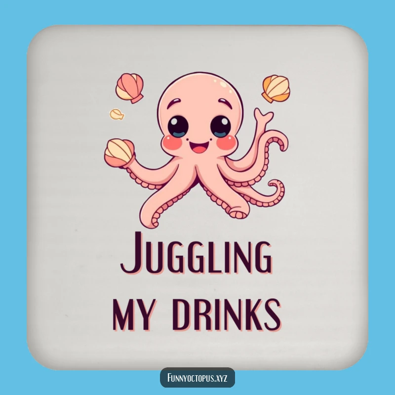 Funny Googly Eye Octopus Coasters - Juggling Seashells Protection