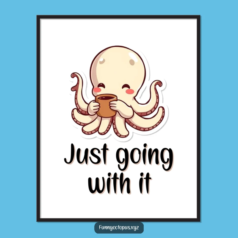 Funny Octopus Poster: Energetic Swimmer Art, Playful Motion, Vibrant Gift!