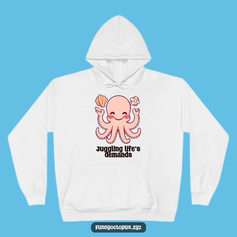 Funny Octopus Hoodie: Cozy Juggler, Seashell Style, Awesome Gift!