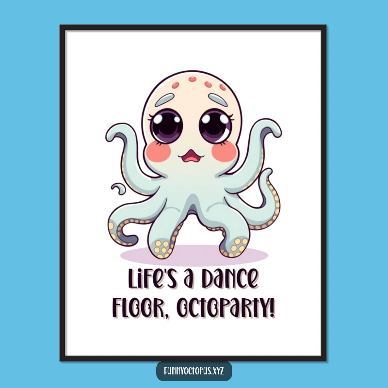 Free Printable Wall Art: Silly Dance Octopus Popping Eyes Humorous Decor