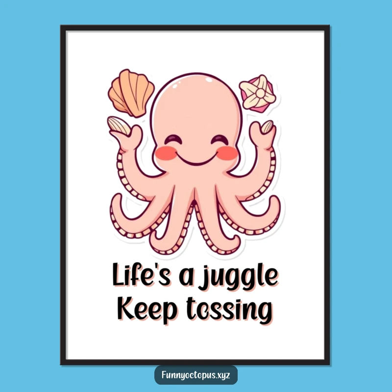 Free Printable Wall Art: Juggling Octopus, Whimsical Downloadable Decor for a Fun Space