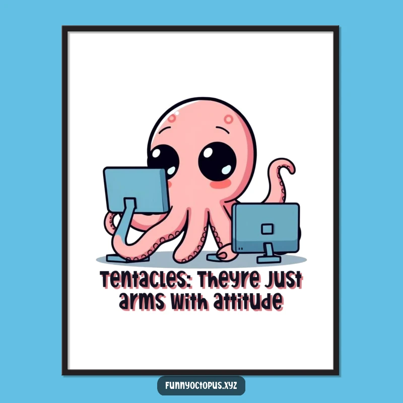 Free Printable Wall Art: Curious Waving Octopus, Funny Downloadable Decor for Your Home