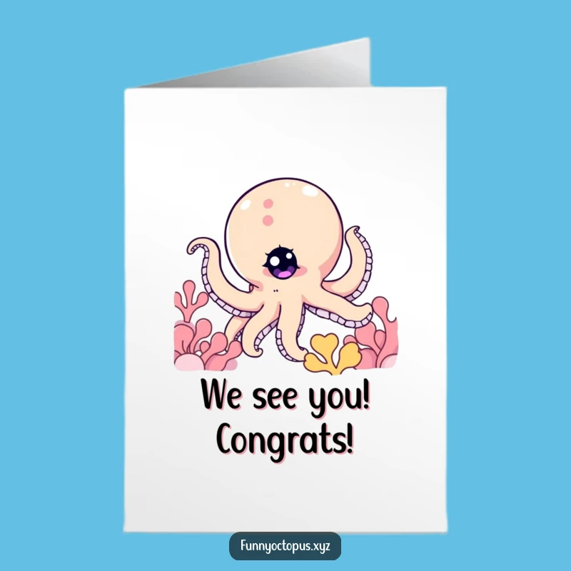 Free Printable Congrats Card: Hidden Octopus, Clever Downloadable Gift for Achievements