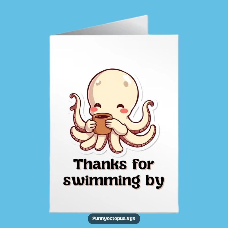 Free Printable Thank You Card: Swimming Octopus, Energetic Downloadable Gift of Gratitude