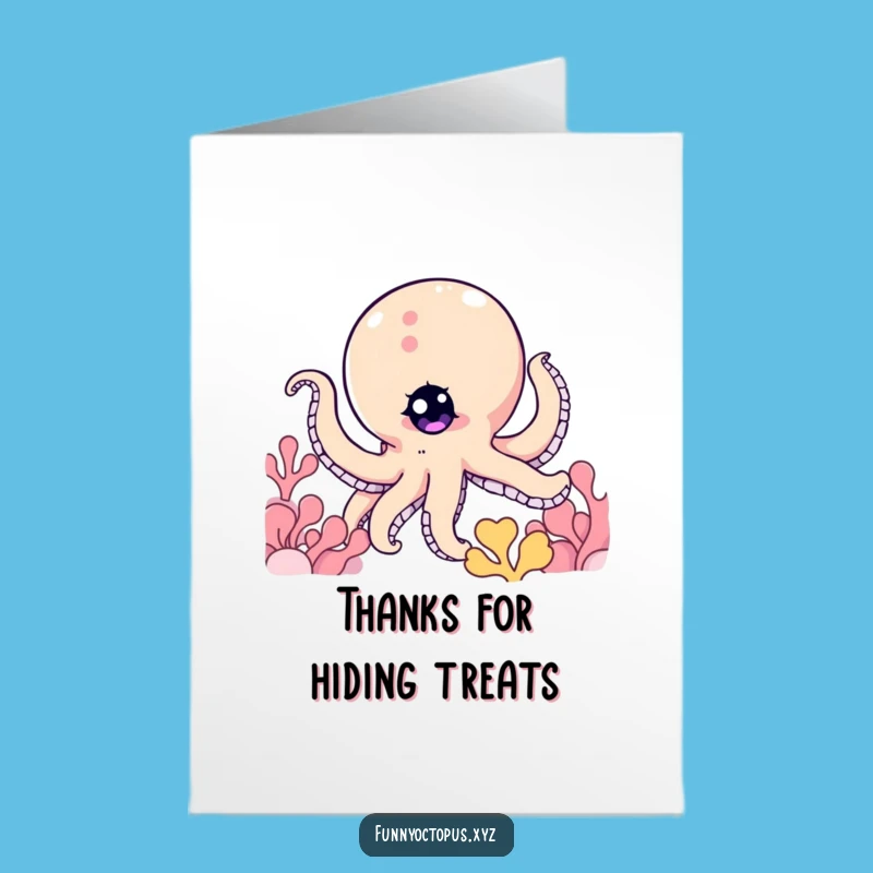 Free Printable Thank You Card: Peeking Octopus, Charming Downloadable Gift of Gratitude